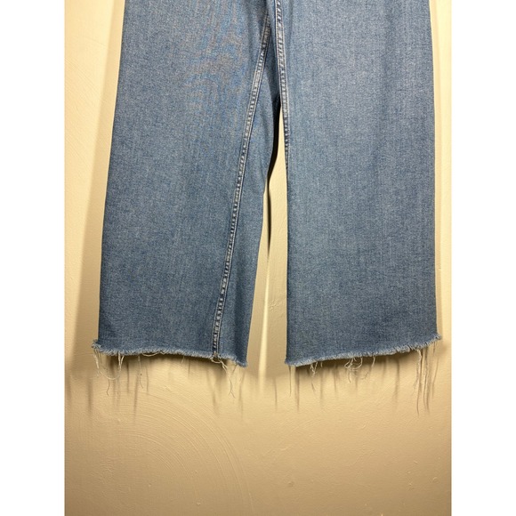 Zara High Rise Wide Leg Jeans Size 6 Baggy Loose Light Wash Raw Hem Boho Grunge - Picture 4 of 10